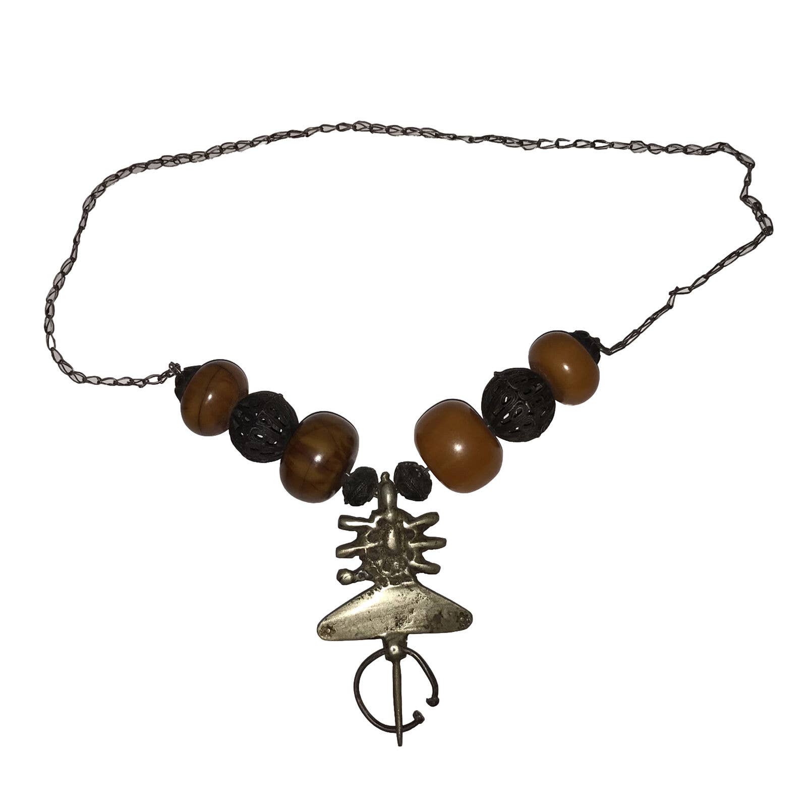 Vintage Moroccannorth African Fibula Berber Necklace Pendant Theater Movie Prop